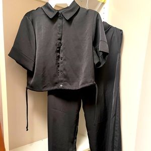 House of Harlow Satin Set in Black (Small)